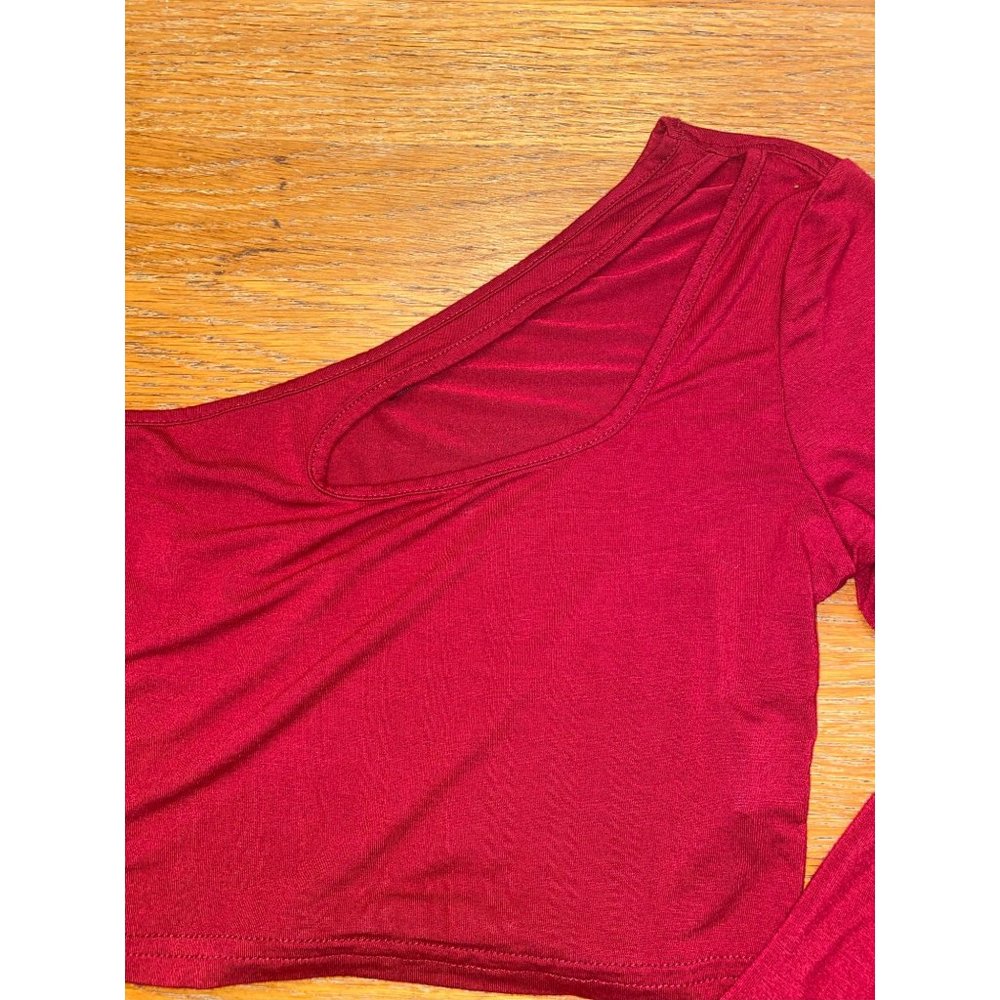 Shein One Shoulder Keyhole Long Sleeve Top-S - Picture 2 of 2